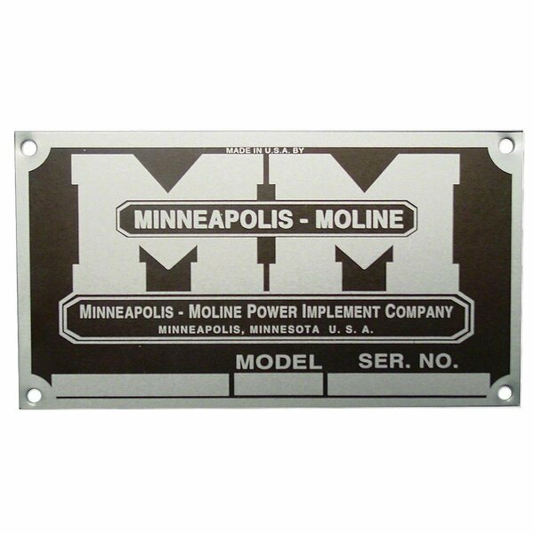 Aftermarket MMS032 Blank Serial Number Tag With 4 Rivets  Fits Minneapolis Moline MMS032-STR